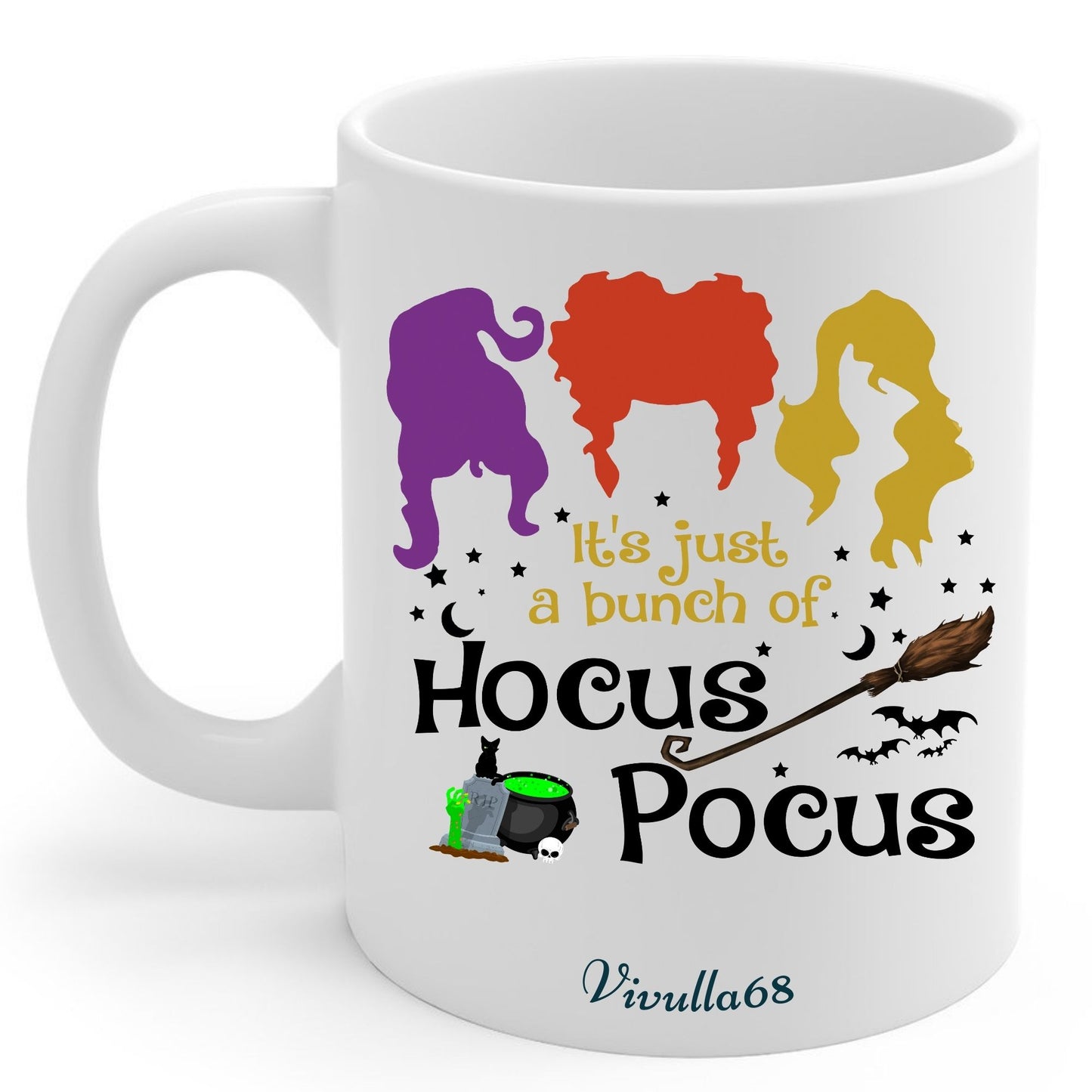 Vivulla68 11oz It's Just A Bunch Of Hocus Pocus Ceramic Mug Amuck Amuck Amuck Come We Fly I Put A Spell On You I Smell Children Coffee Cups Fall Decor Halloween Mug Gift