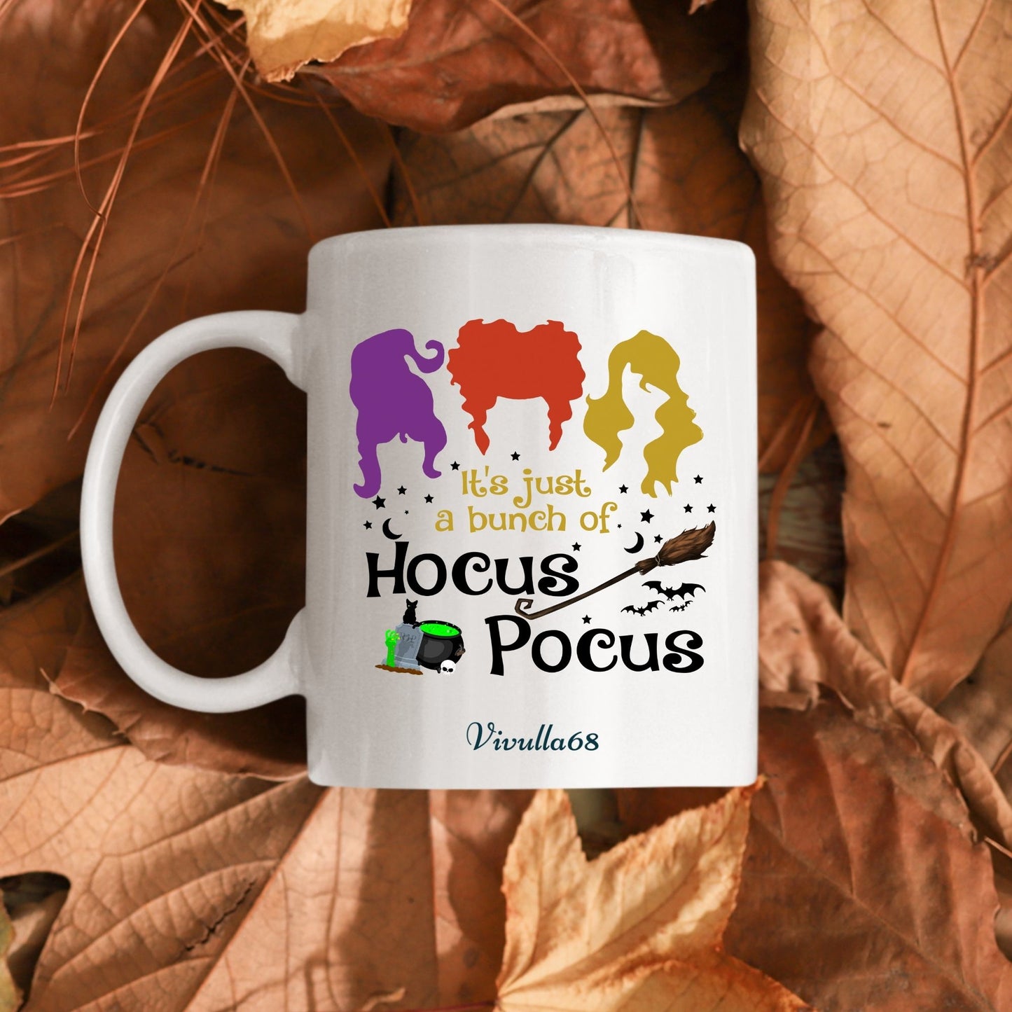 Vivulla68 11oz It's Just A Bunch Of Hocus Pocus Ceramic Mug Amuck Amuck Amuck Come We Fly I Put A Spell On You I Smell Children Coffee Cups Fall Decor Halloween Mug Gift