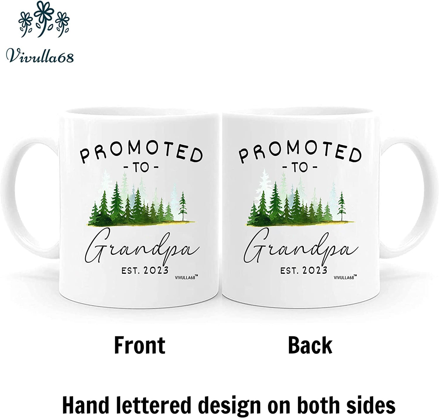 Vivulla68 Promoted To Grandparents Grandma And Grandpa 2023 Mugs, Pregnancy Announcement For Grandparents Mug Set, Grandma And Grandpa Announcement Gifts, Grandparents Baby Announcement Gifts