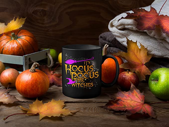 Azeo It's Hocus Pocus Time Witches Black 11Oz, Mug, Cauldron Halloween Decor, Coffee Sanderson Sisters Brew Cup, Its To Focus