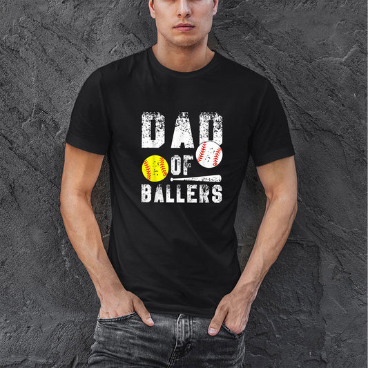 Dad Of Ballers Funny Baseball Softball Cotton T Shirt For Dad, Baseball Dad Gifts, Baseball Birthday Gifts For Dad
