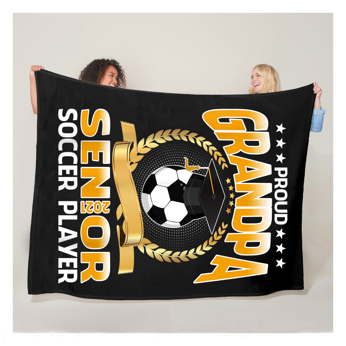Proud Grandpa Senior 2021 Soccer Player Fleece Blanket,  Soccer Blankets, Soccer Gifts, Happy Fathers Day Gift Ideas For Grandpa