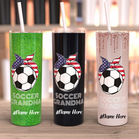 My Favorite Soccer Player Calls Me Grandma 20 Oz Soccer Tumbler,  Personalized Soccer Tumbler, Soccer Travel Mug, Soccer Grandma Gifts, Personalized Birthday Gifts For Grandma