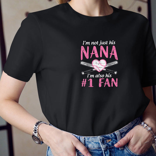 I'm Not Just His Grandma Im His #1 Fan Baseball Cotton T Shirt For Grandma, Baseball Grandma Gifts, Baseball Birthday Gifts For Grandma