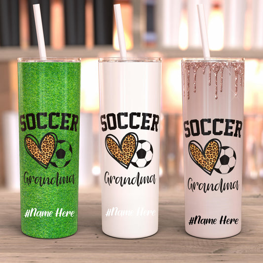 My Favorite Soccer Player Calls Me Grandma 20 Oz Soccer Tumbler,  Personalized Soccer Tumbler, Soccer Travel Mug, Soccer Grandma Gifts, Personalized Birthday Gifts For Grandma