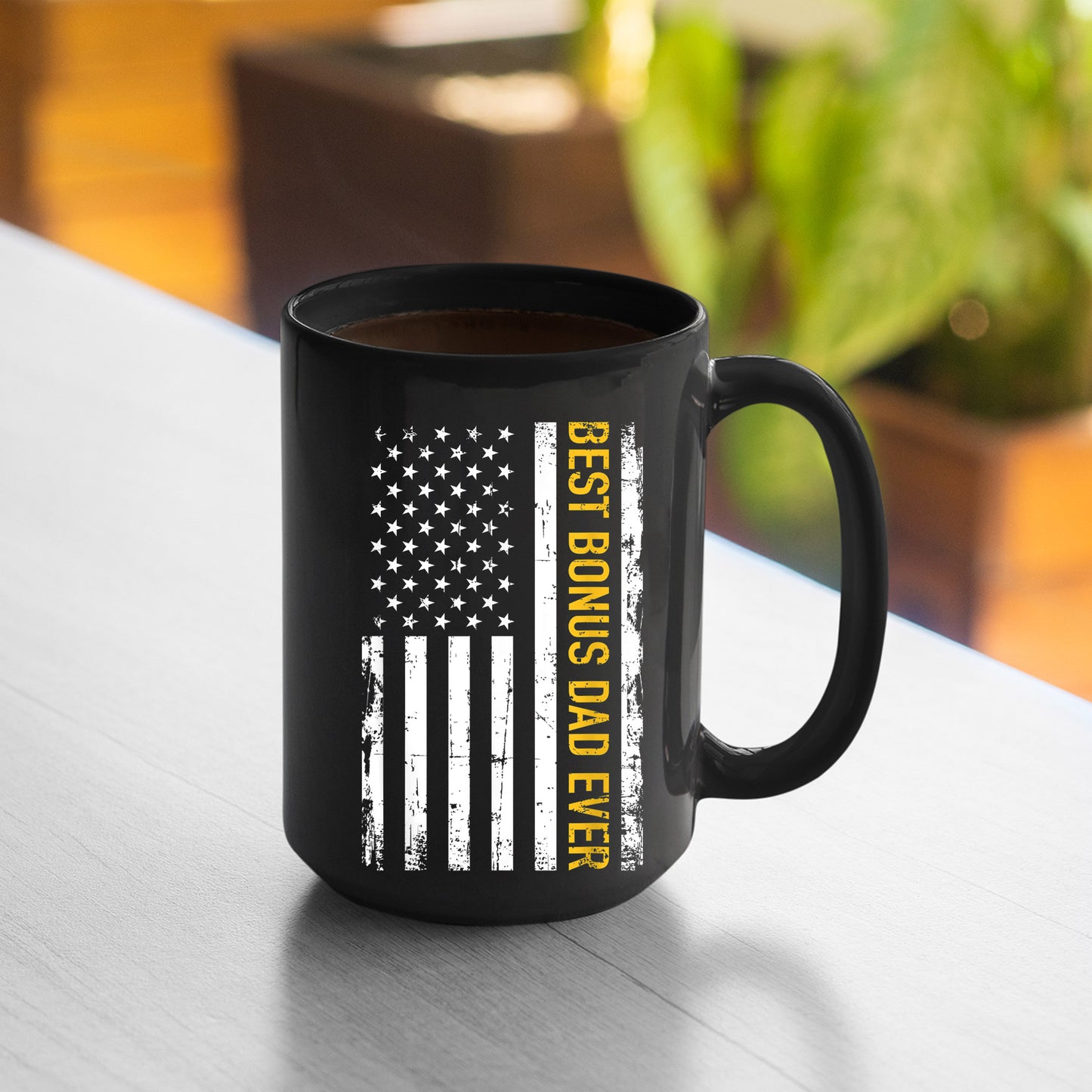 Bonus Dad Mug Best Bonus Dad Ever With Us American Flag Mug , 11oz or 15oz, Happy Fathers Day Gift Ideas For Dad