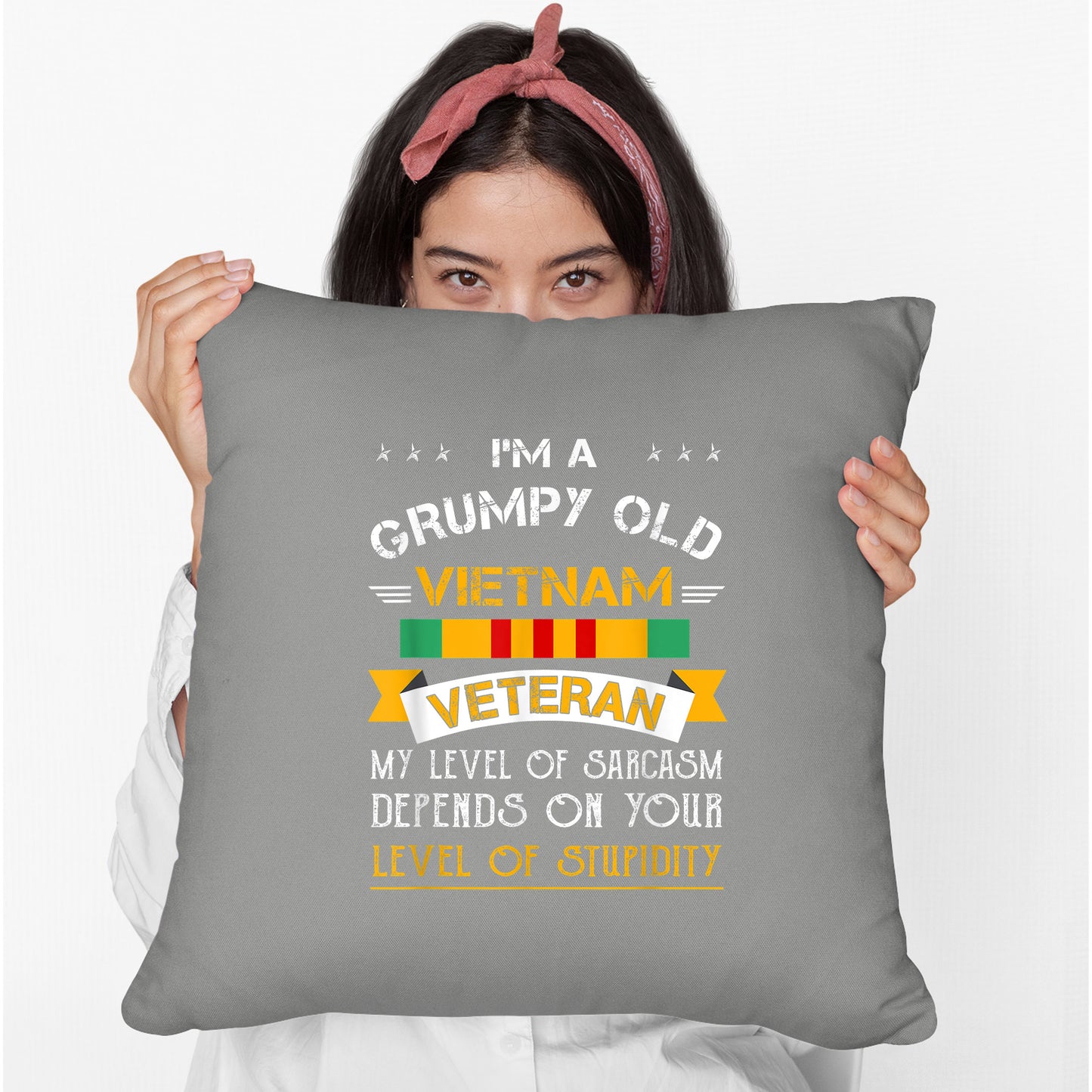 Grumpy Old Vietnam Veteran Cushion, Print Linen Cushion