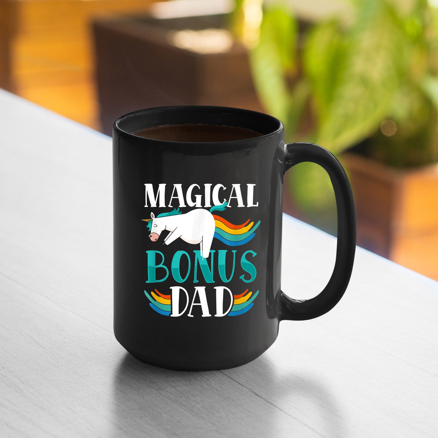 Bonus Dad Mug Magical Bonus Dad Unicorn Farting Rainbow Funny Tee Mug , 11oz or 15oz, Happy Fathers Day Gift Ideas For Dad