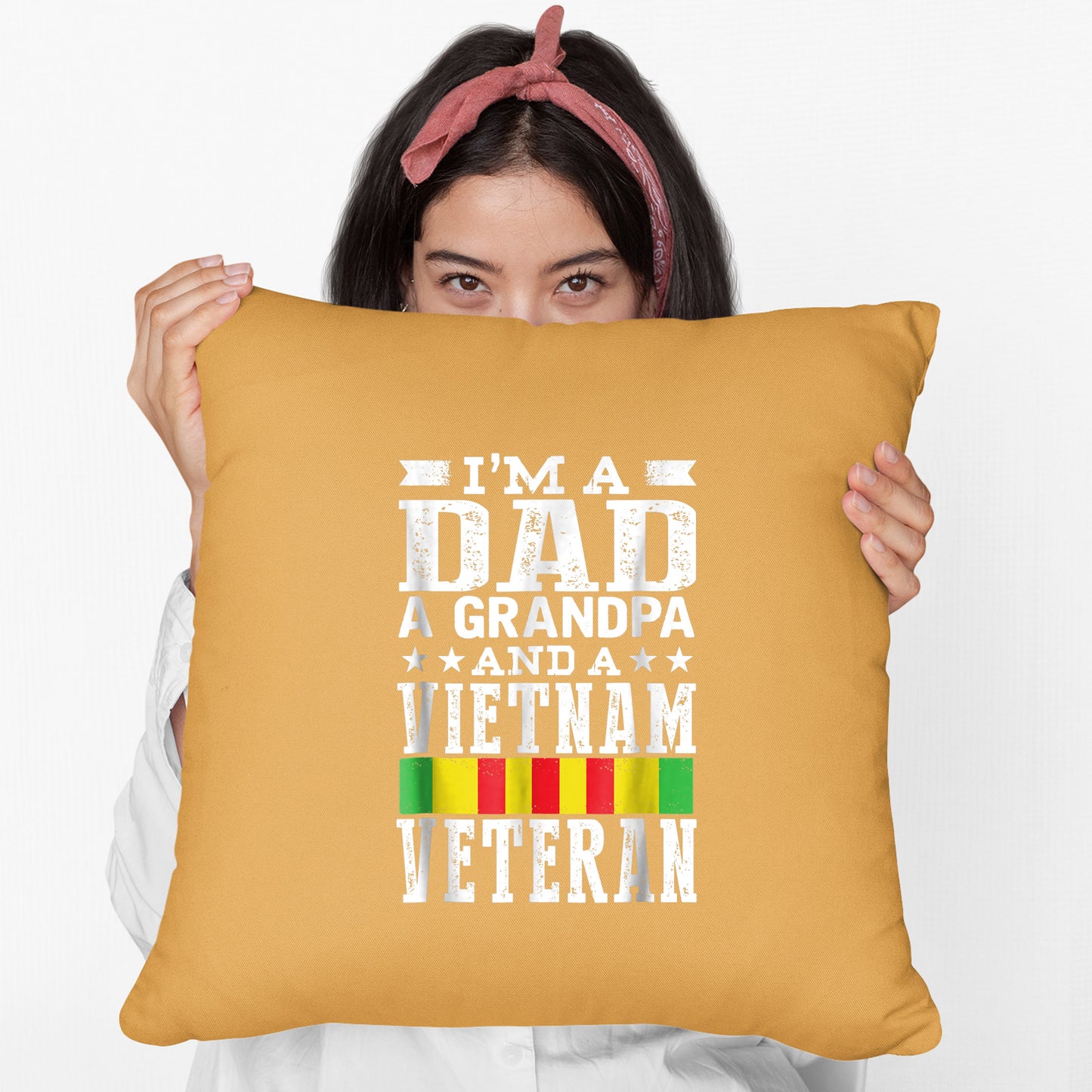 Mens Im A Dad Grandpa And Vietnam Veteran Fathers Day Cushion, Print Linen Cushion