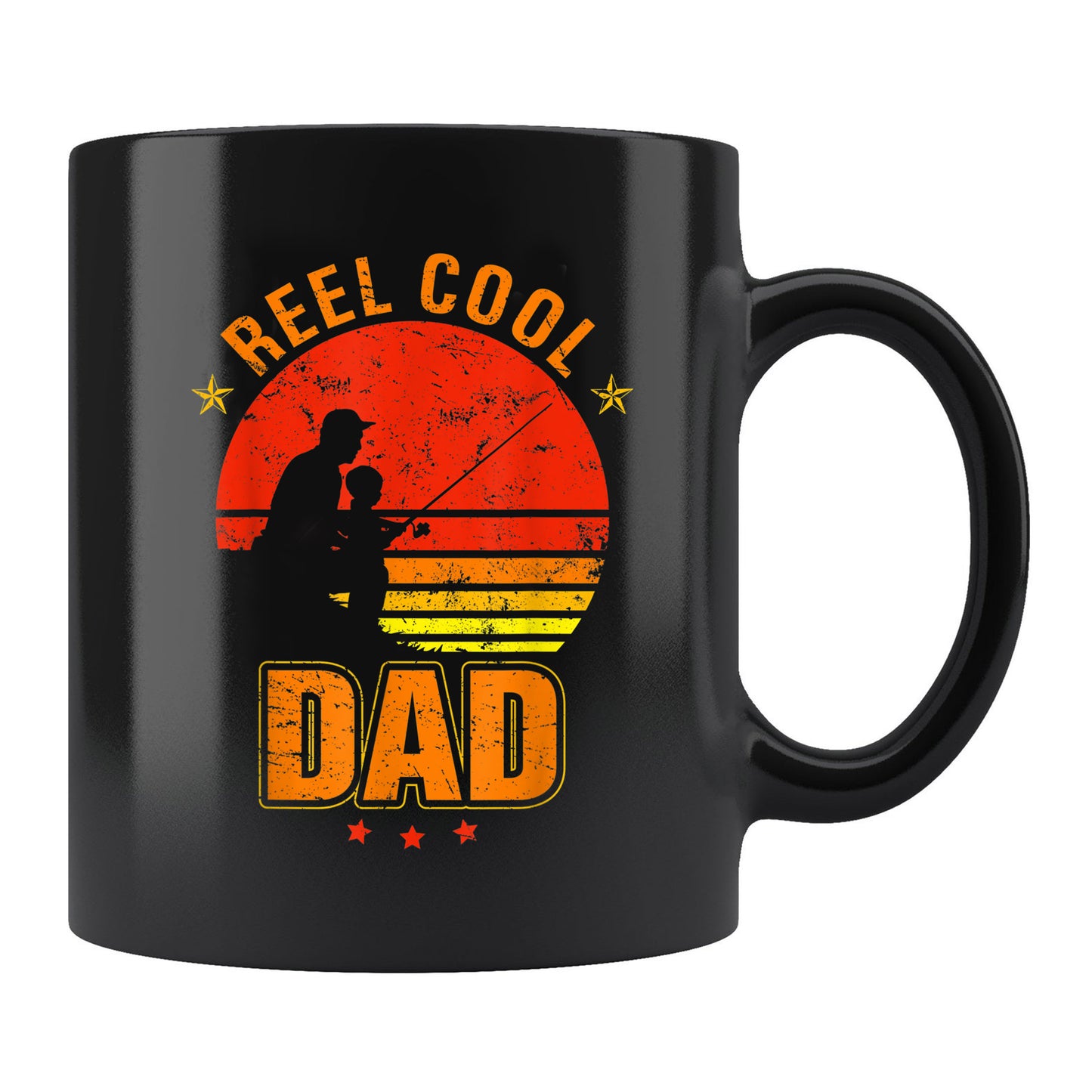 Reel Cool Dad Mug Mens Reel Cool Dad Retro Fishing Daddy Fathers Day Fisherman Mug , 11oz or 15oz, Happy Fathers Day Gift Ideas For Dad