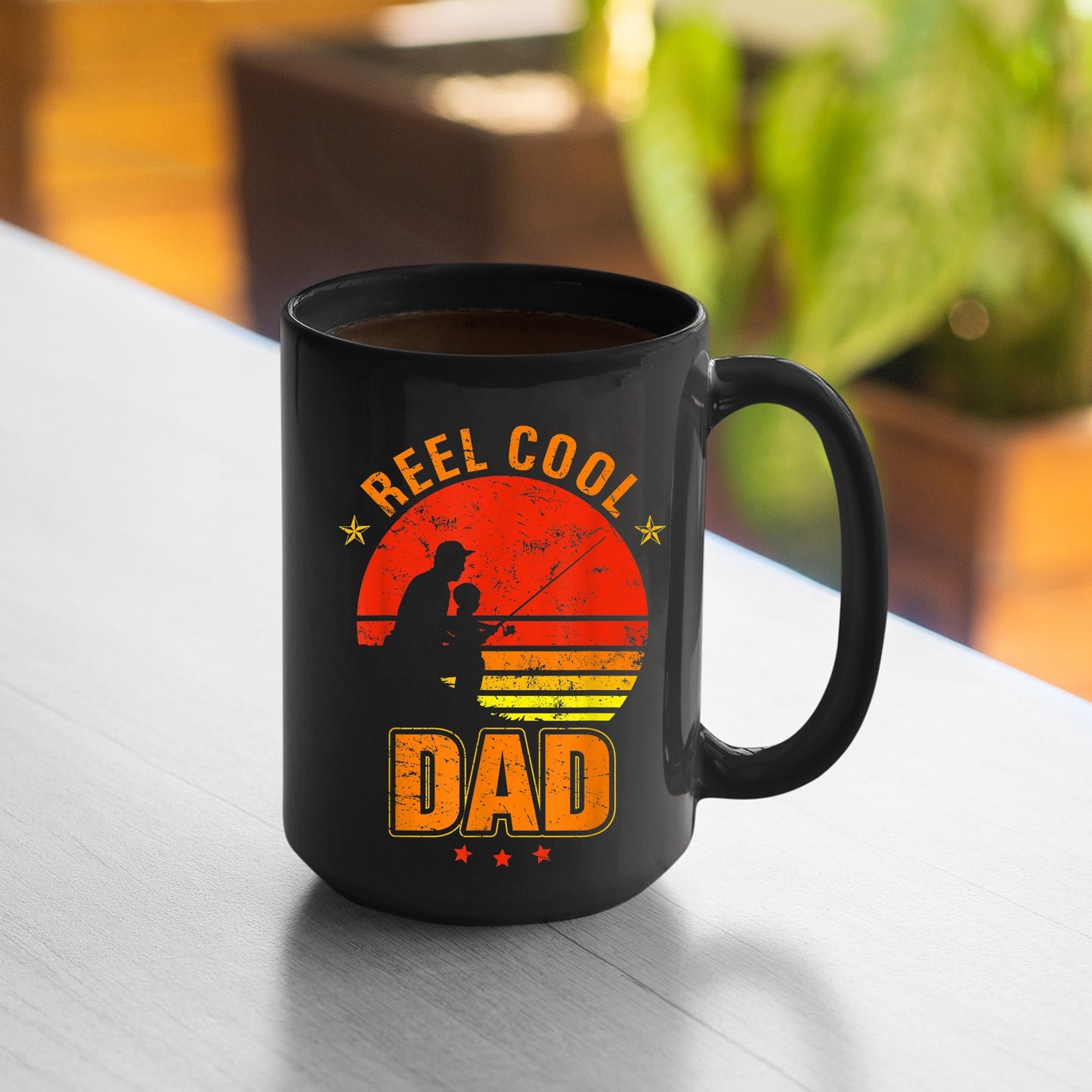 Reel Cool Dad Mug Mens Reel Cool Dad Retro Fishing Daddy Fathers Day Fisherman Mug , 11oz or 15oz, Happy Fathers Day Gift Ideas For Dad