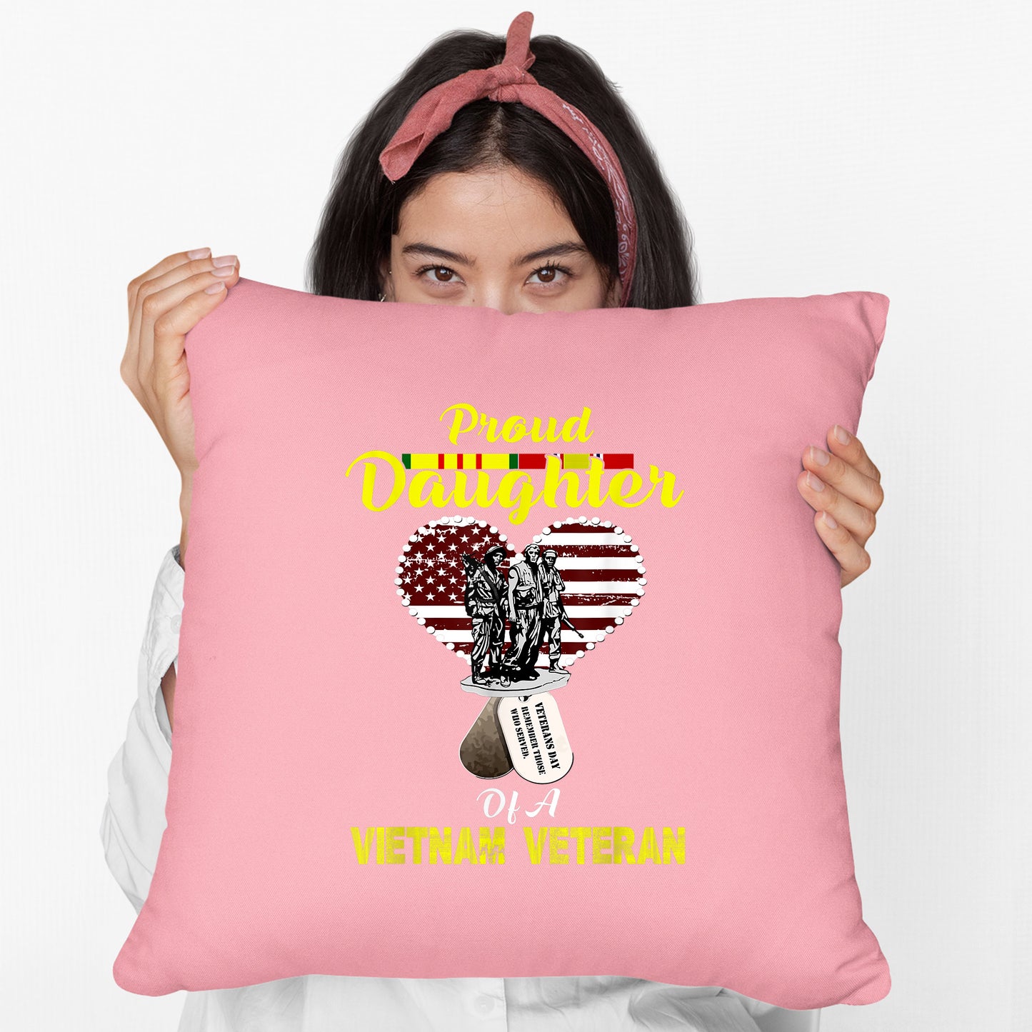 Mens Thank You To The Vietnam Veterans  Gift Tee Cushion, Print Linen Cushion