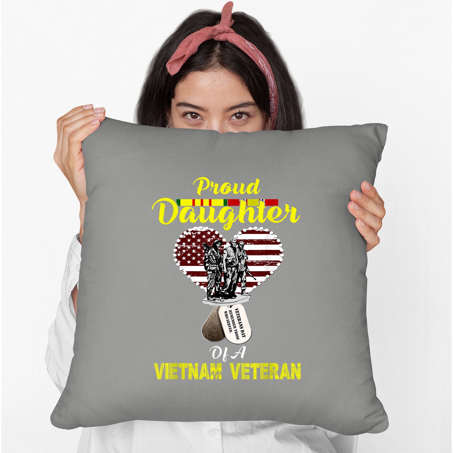 Mens Thank You To The Vietnam Veterans  Gift Tee Cushion, Print Linen Cushion