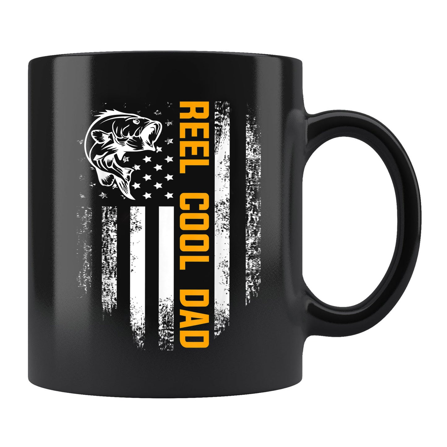 Reel Cool Dad Mug Reel Cool Dad American Flag Fishing Fathers Day Gift Mug , 11oz or 15oz, Happy Fathers Day Gift Ideas For Dad