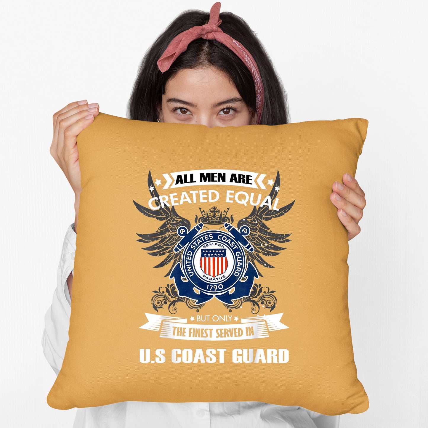Memorial Day 2021 Coast Guard Veteran Cushion US Coast Guard Cushion, Print Linen Cushion