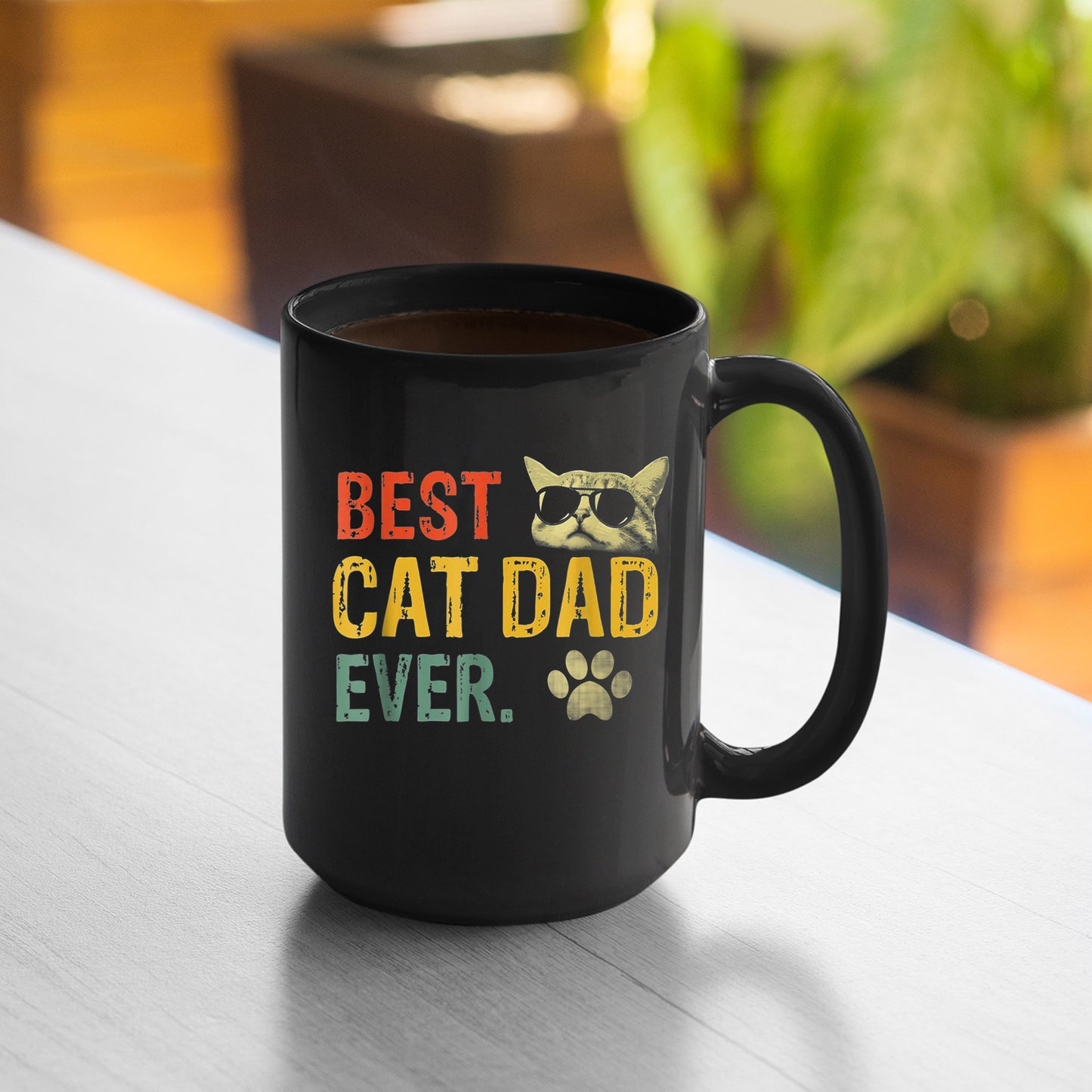 Best Dad Ever Mug Vintage Best Cat Dad Ever Cat Daddy Gift Mug , 11oz or 15oz, Happy Fathers Day Gift Ideas For Dad