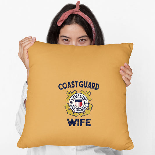 Memorial Day 2021 Coast Guard Wife Cushion Womens Proud US Coast Guard Wife Military Pride VNeck Cushion, Print Linen Cushion