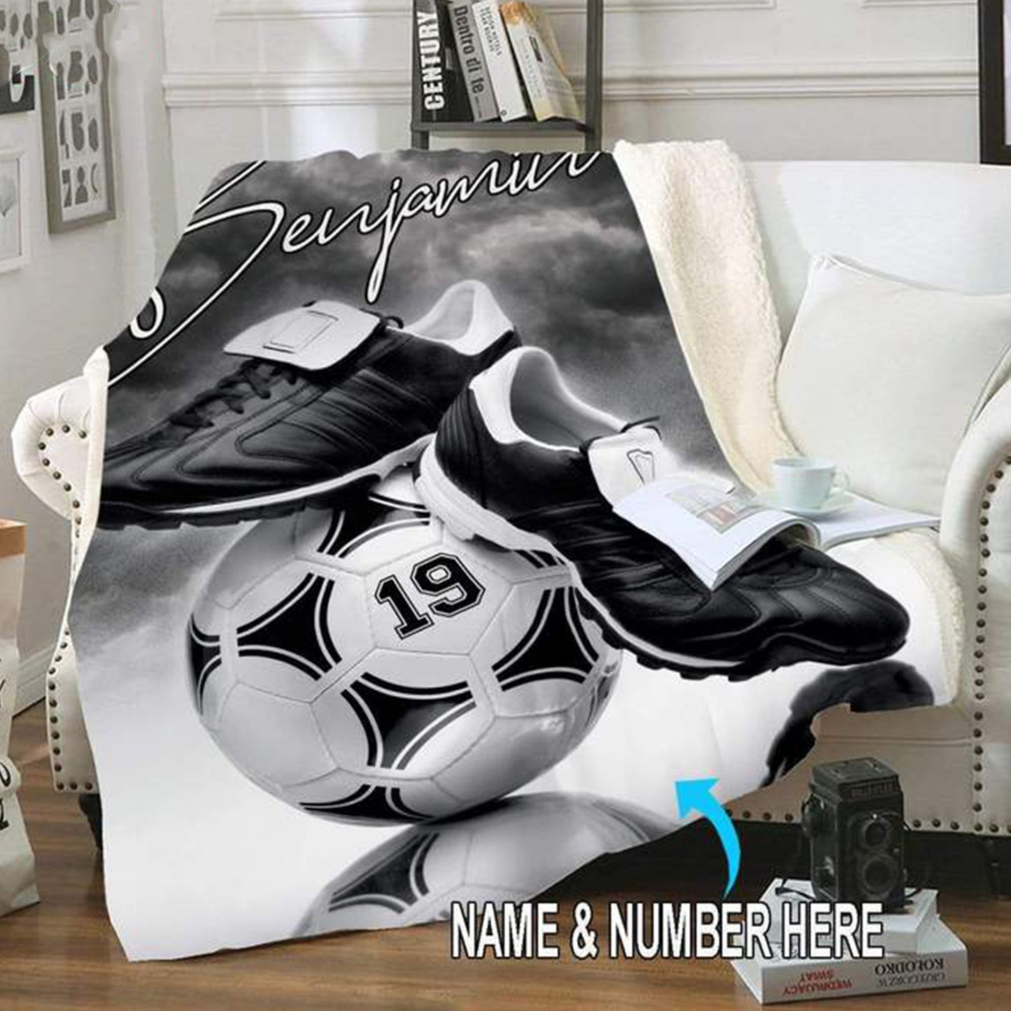 Blanket Custom Blanket Soccer Ball Ans Shoe Sherpa Blanket,  Soccer Blankets, Custom Soccer Gifts For Coach And Soccer Players, Custom Birthday Gift For Soccer Player