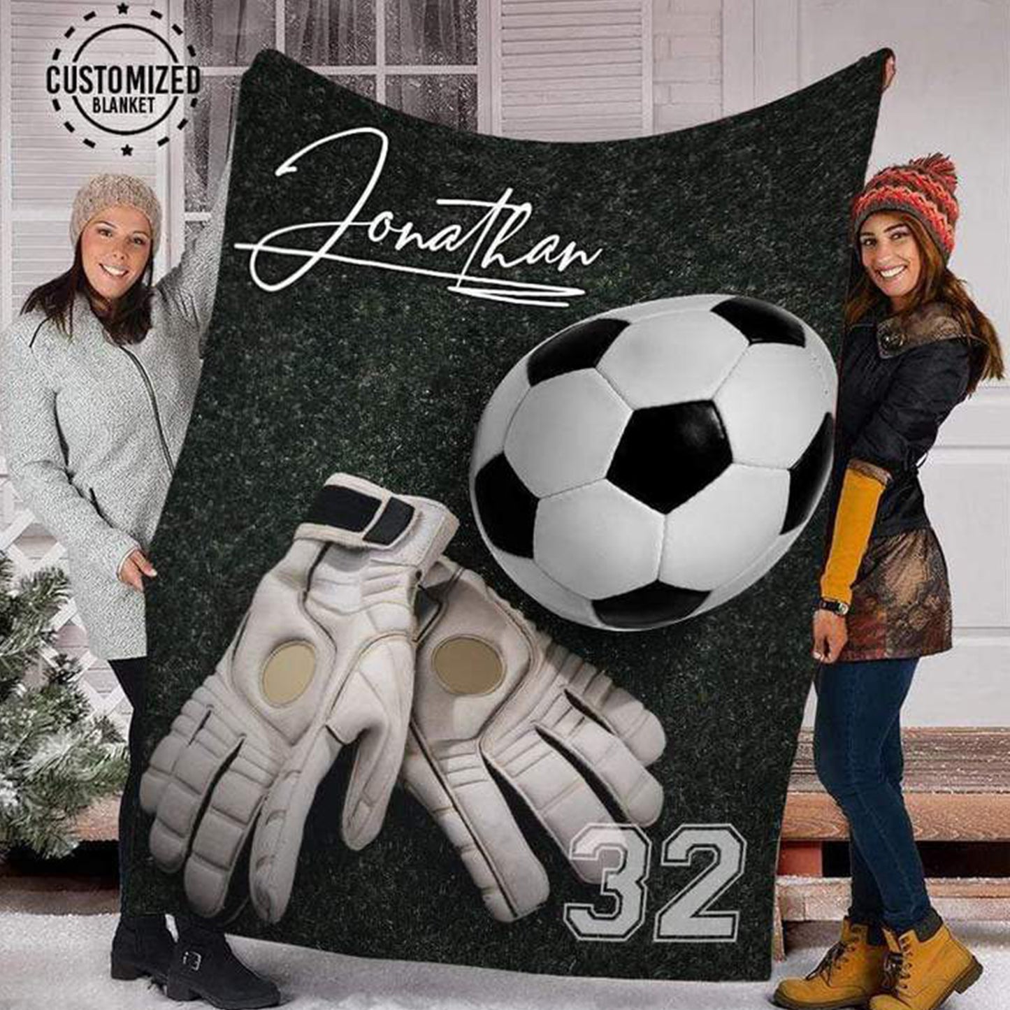 Blanket Custom Blankets Soccer Black White Ball Glove Fleece Blanket,  Soccer Blankets, Custom Soccer Gifts For Coach And Soccer Players, Custom Birthday Gift For Soccer Player