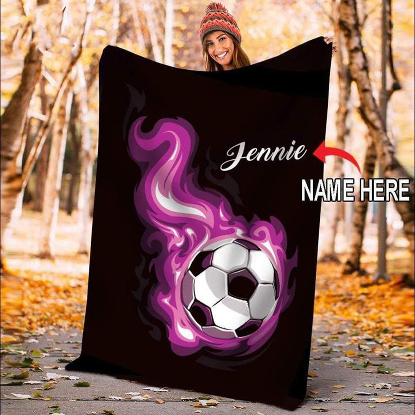 Blanket Custom Blankets Soccer Flying Ball Fleece Blanket,  Soccer Blankets, Custom Soccer Gifts For Coach And Soccer Players, Custom Birthday Gift For Soccer Player