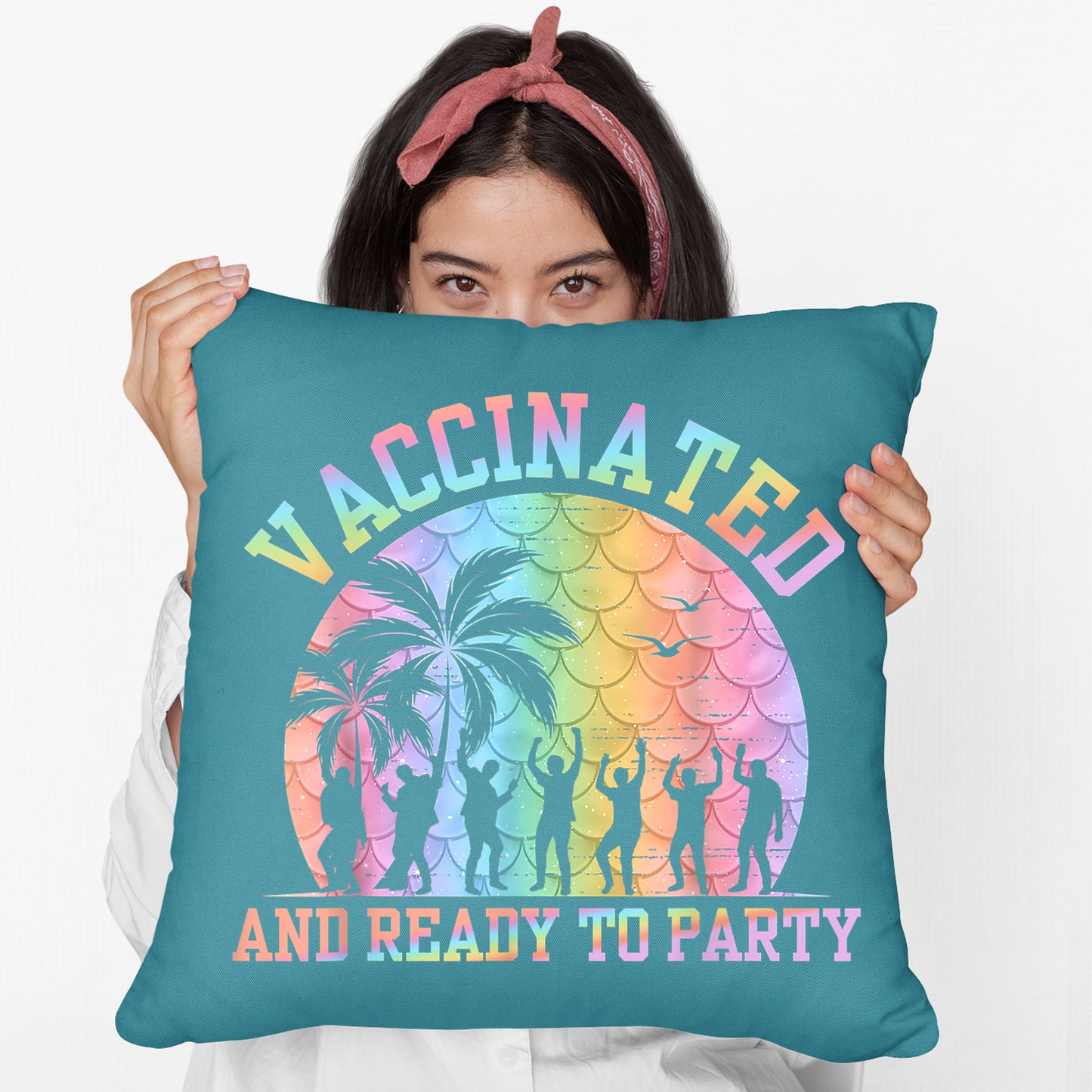 Vaccinated And Ready To Party Funny Vaccine 2021 Cushion Print Linen Cushion