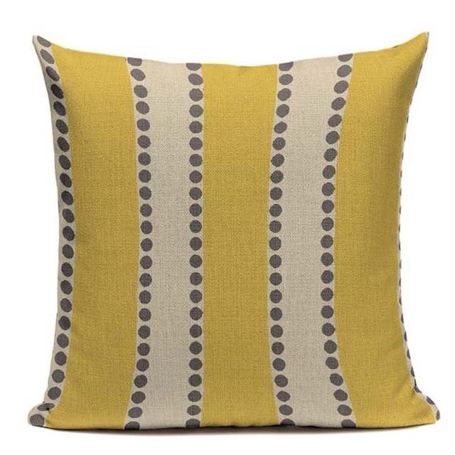 Yellow Light Pink Print Linen Cushion