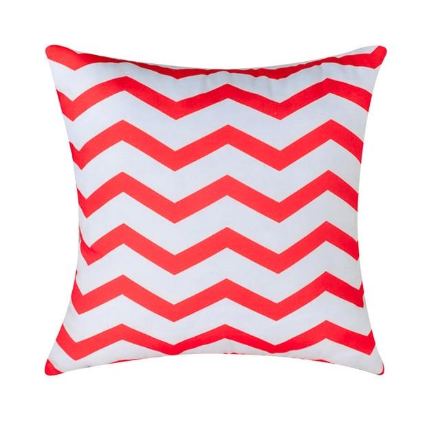 Red Chevron Pattern Print Linen Cushion