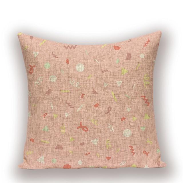 Pink Something Print Linen Cushion