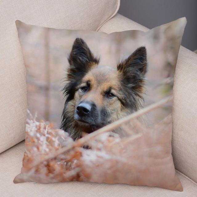 German Shepherd Dog Print Linen Cushion