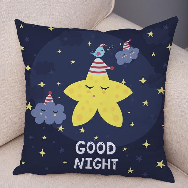 Baby Star Good Night Print Linen Cushion