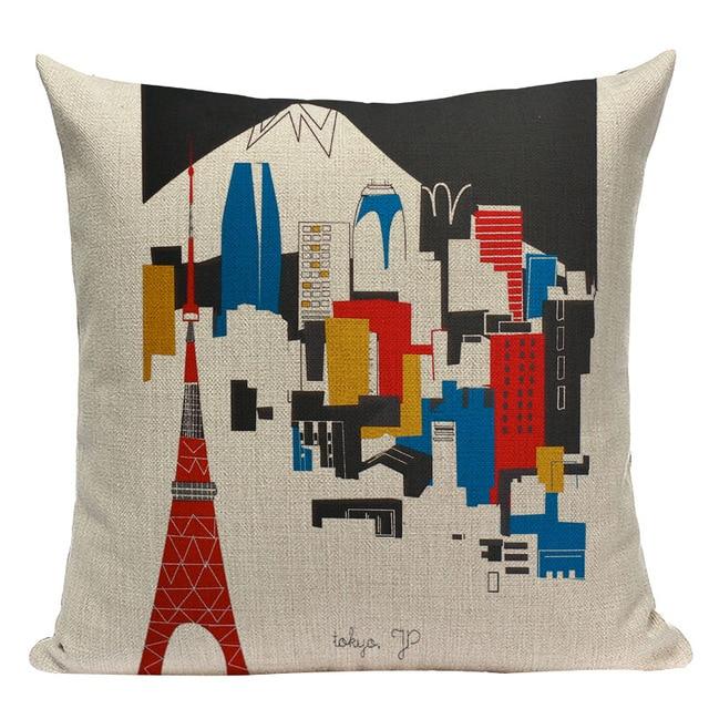 Big City Print Linen Cushion