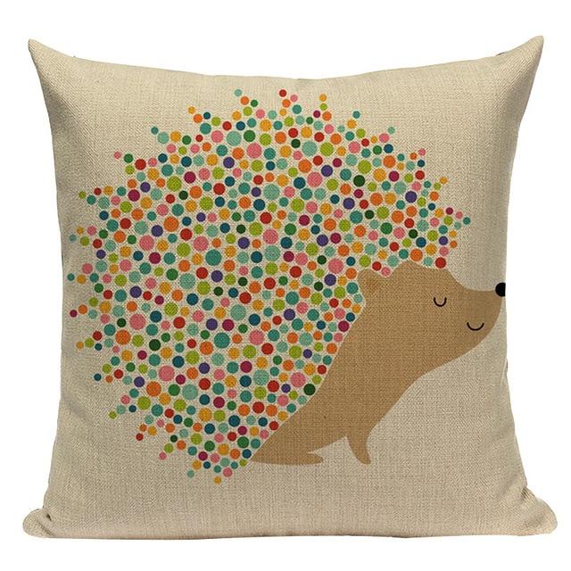 Fly Bubble Hedgehog Print Linen Cushion