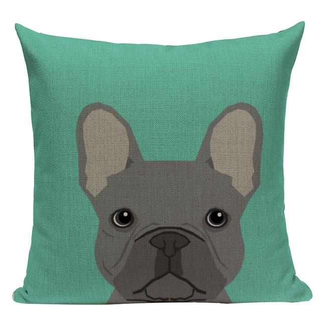 Baby Grey Pug Dog Print Linen Cushion