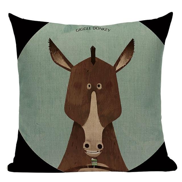 Baby Brown Horse Print Linen Cushion